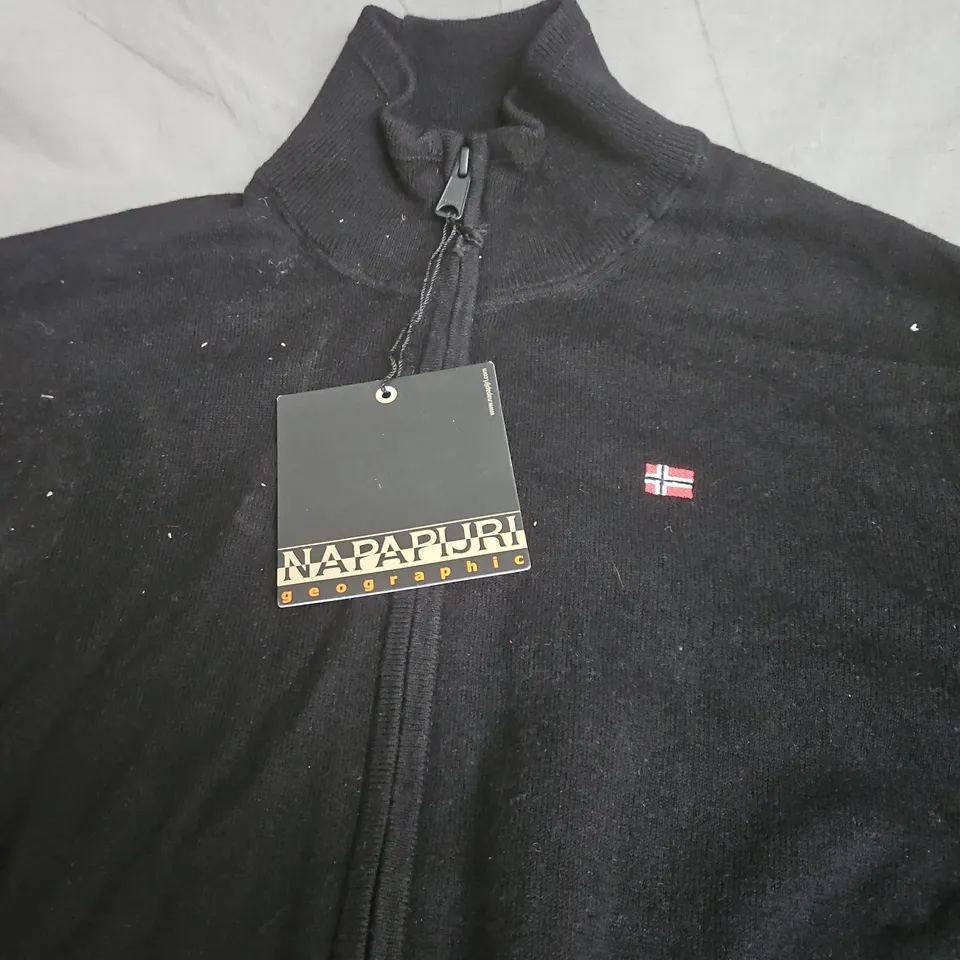 NAPAPIJRI BLACK ZIP-UP FLEECE JACKET - SIZE XS