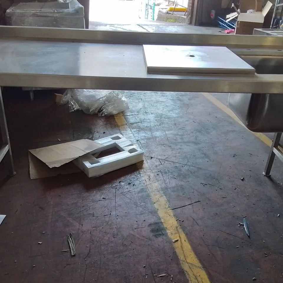 LARGE STAINLESS STEEL INDUSTRIAL WASH BASIN AND WORKTOP 