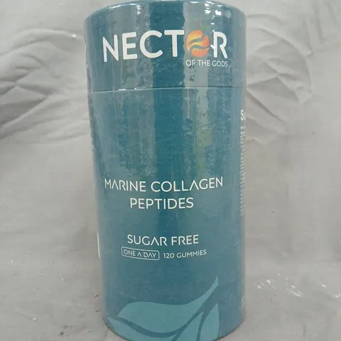 BOX OF APPROXIMATELY 20 SEALED CONTAINERS OF NECTAR OF THE GODS MARINE COLLAGEN PEPTIDES – SUGAR FREE GUMMIES (120 GUMMIES PER CONTAINER)