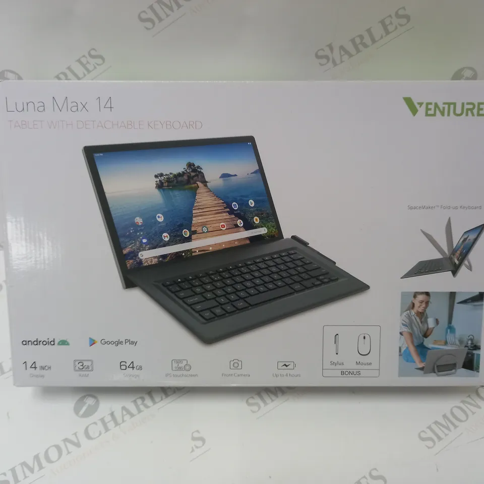 BRAND NEW BOXED VENTURER LUNA MAX 14 64GB 14" HD TABLET WITH DETACHABLE KEYBOARD 