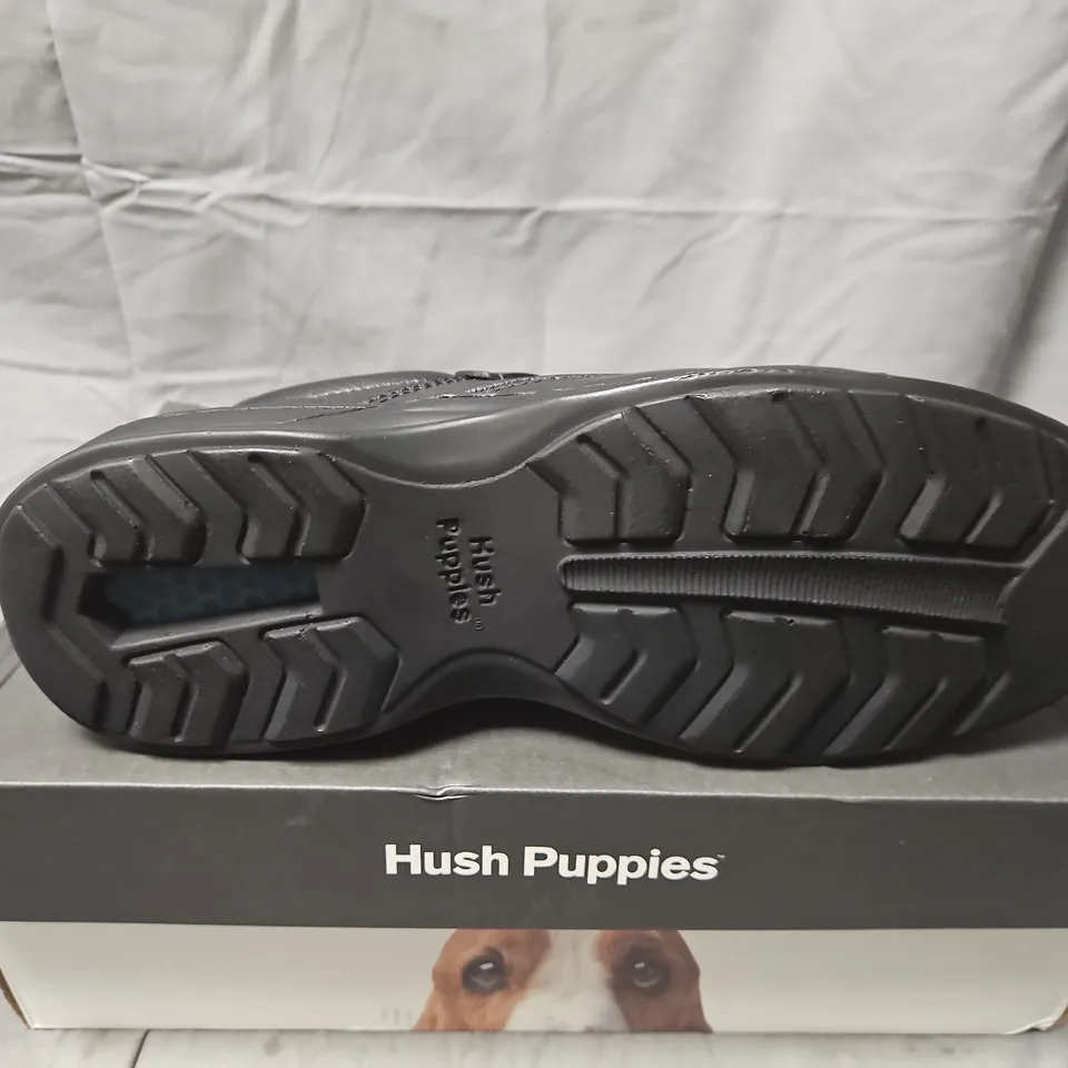 BOXED HUSH PUPPIES RANDALL II BLACK LEATHER SHOES – UK 7