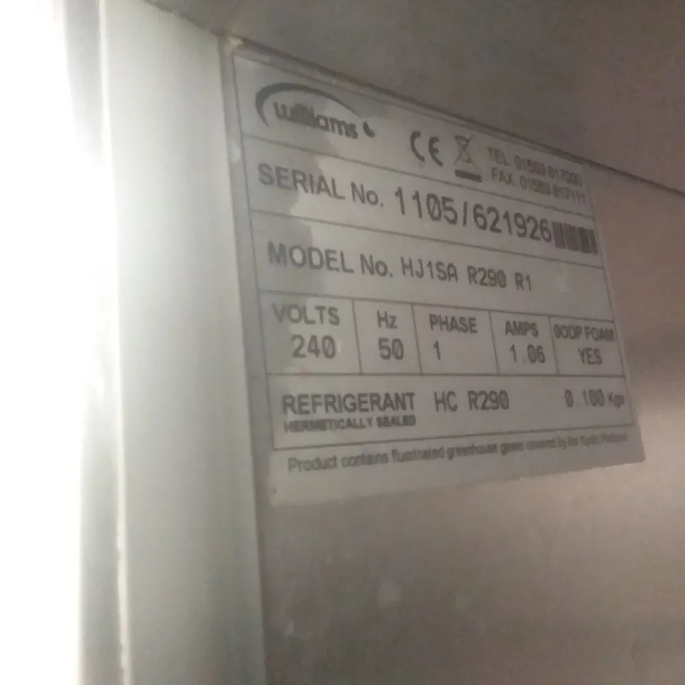 WILLIAM'S HJ1SA R290 R1 SINGLE DOOR COMMERCIAL REFRIGERATOR 