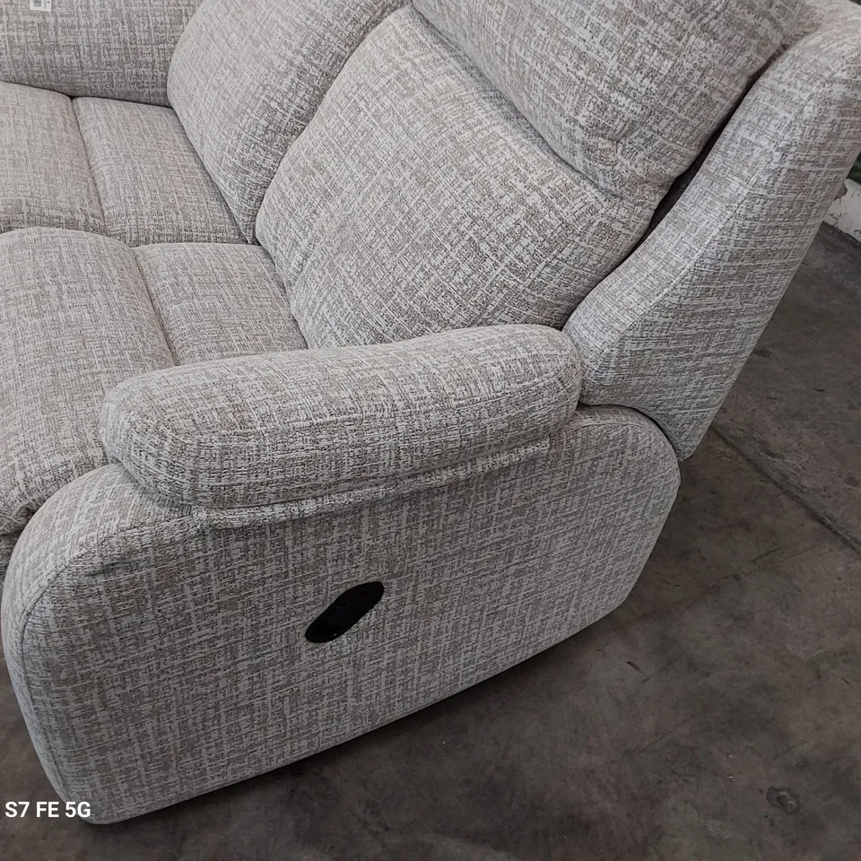 QUALITY BRITISH DESIGNER G PLAN KINGSBURY MANUAL RECLINING TWO SEATER SOFA SHORE OATMEAL FABRIC 