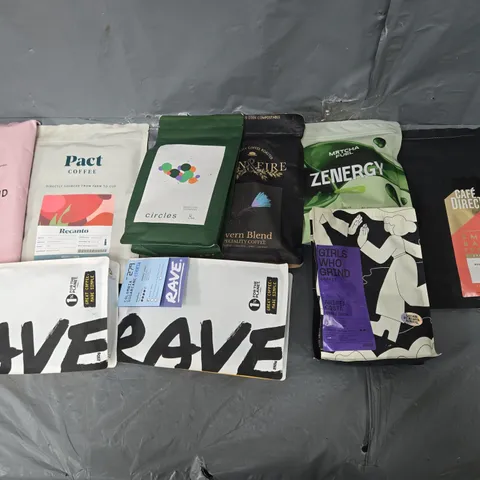 APPROXIMATELY 6 ASSORTED COFFEE PRODUCTS TO INCLUDE RAVE, GRIND, AND MATCHA FUEL ETC.