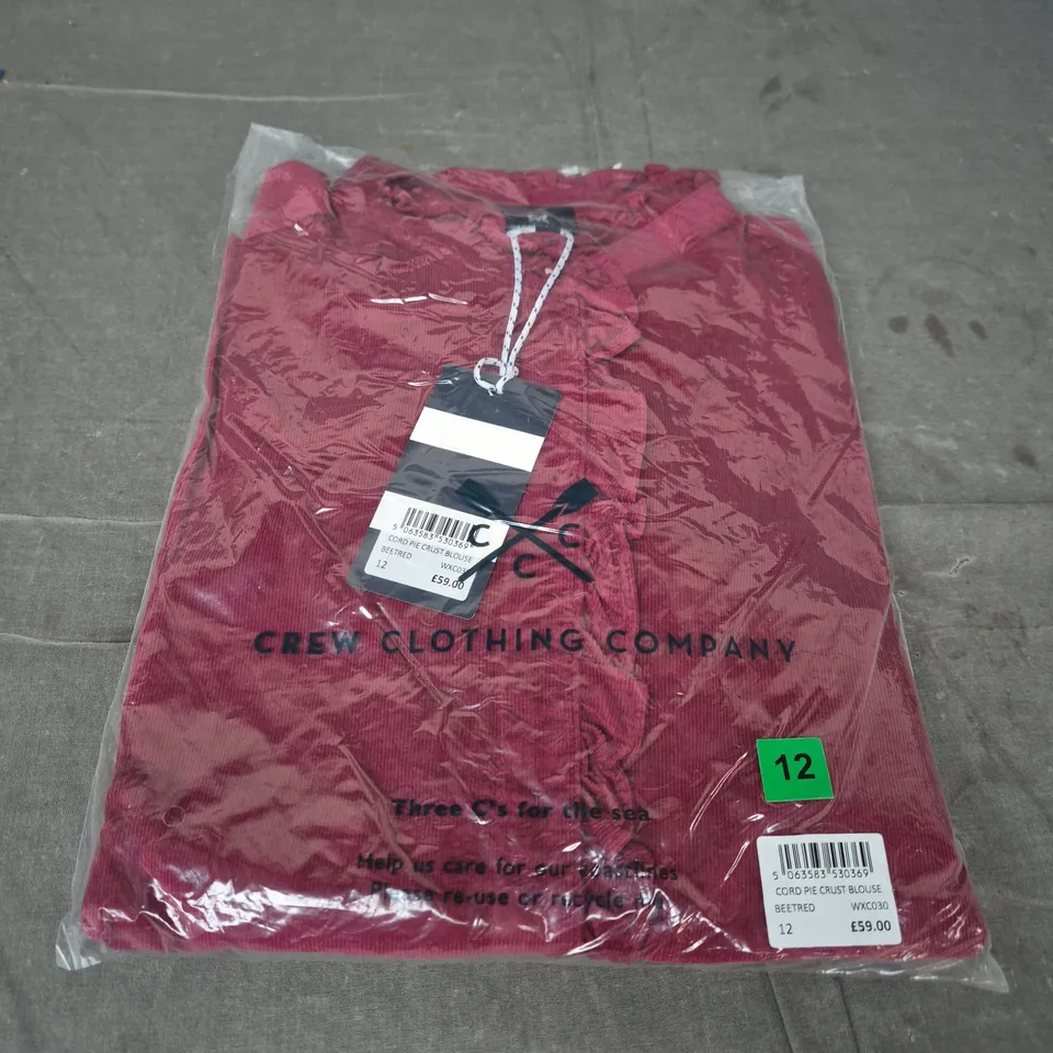 CREW CLOTHING COMPANY CORD PIE CRUST BLOUSE – PINK, UK 12