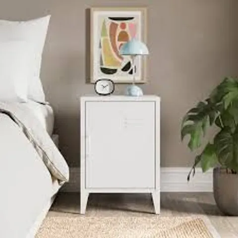 BOXED HELGA METAL BEDSIDE TABLE - WHITE (1 BOX)