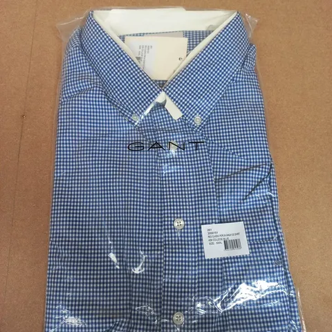 GANT MEN'S GINGHAM SHIRT – BLUE & WHITE, SEALED IN PACKAGING SIZE XXXL