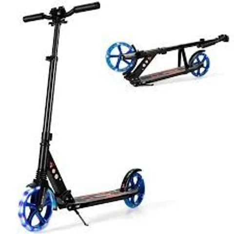 BOXED COSTWAY ALUMINUM FOLDING KICK SCOOTER W/LED WHEELS SHOULDER STRAP FOR ADULTS & KIDS