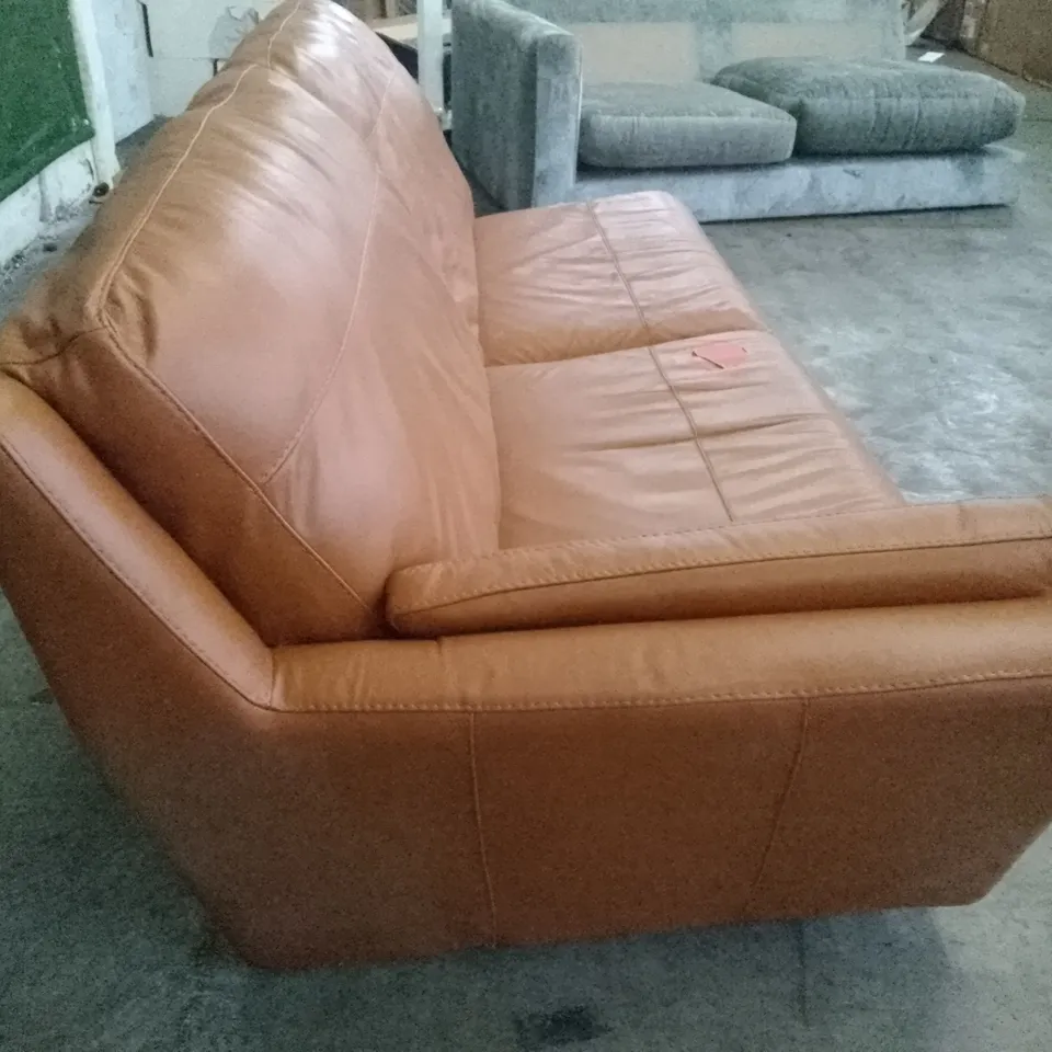 QUALITY DESIGNER RHF SOFA SECTION - BROWN LEATHER