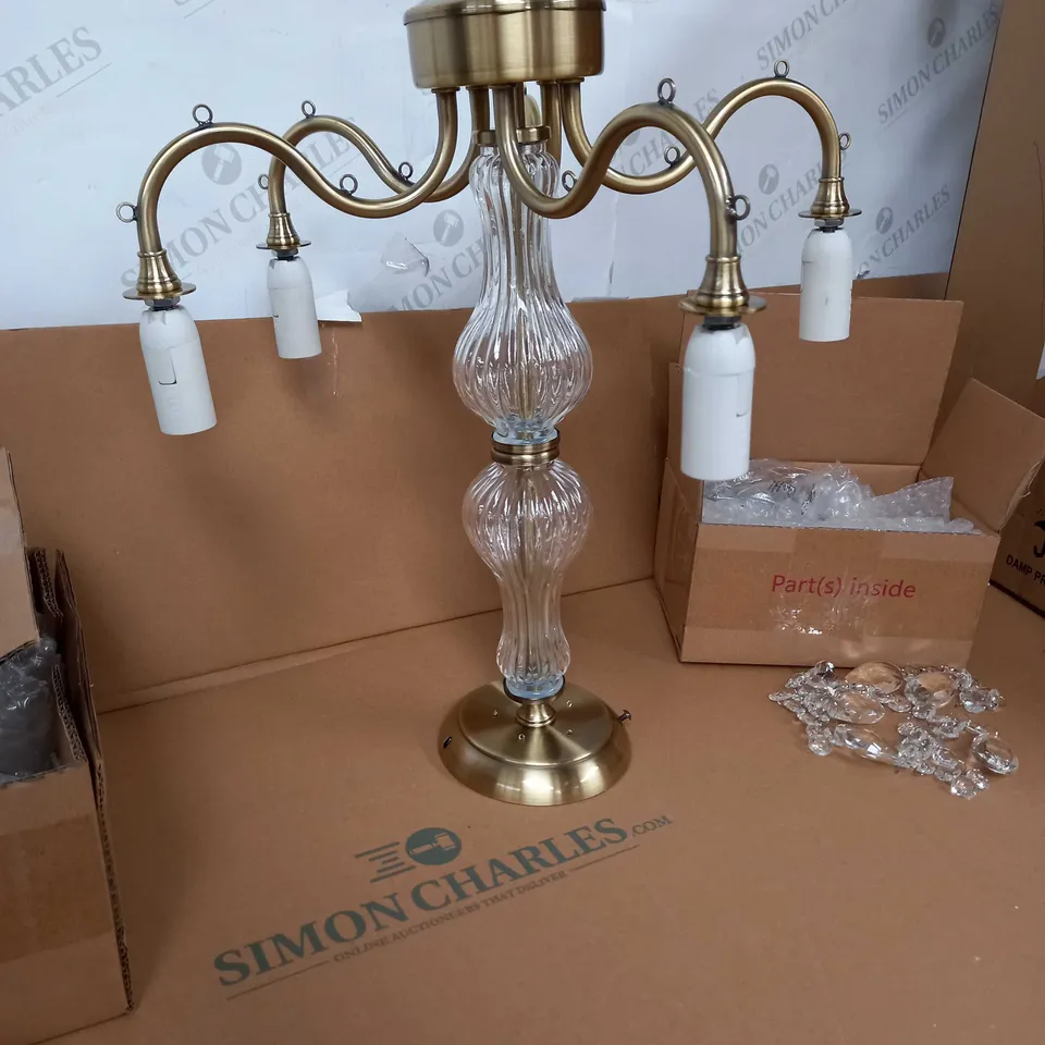 ALESSANDRA FLUSH ANTIQUE BRASS EFFECT CRYSTAL 5 LIGHT CHANDELIER RRP £90