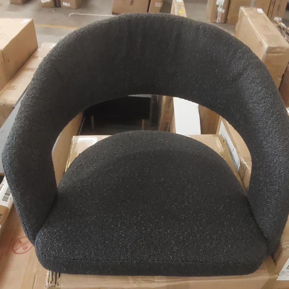 BOXED AMALFI BOUCLE 66CM BLACK BAR STOOL 