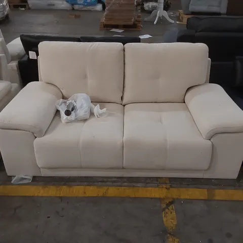 QUALITY DESIGNER KANSAS 2 SEATER SOFA, IVORY CLASSIC PLUSH FABRIC