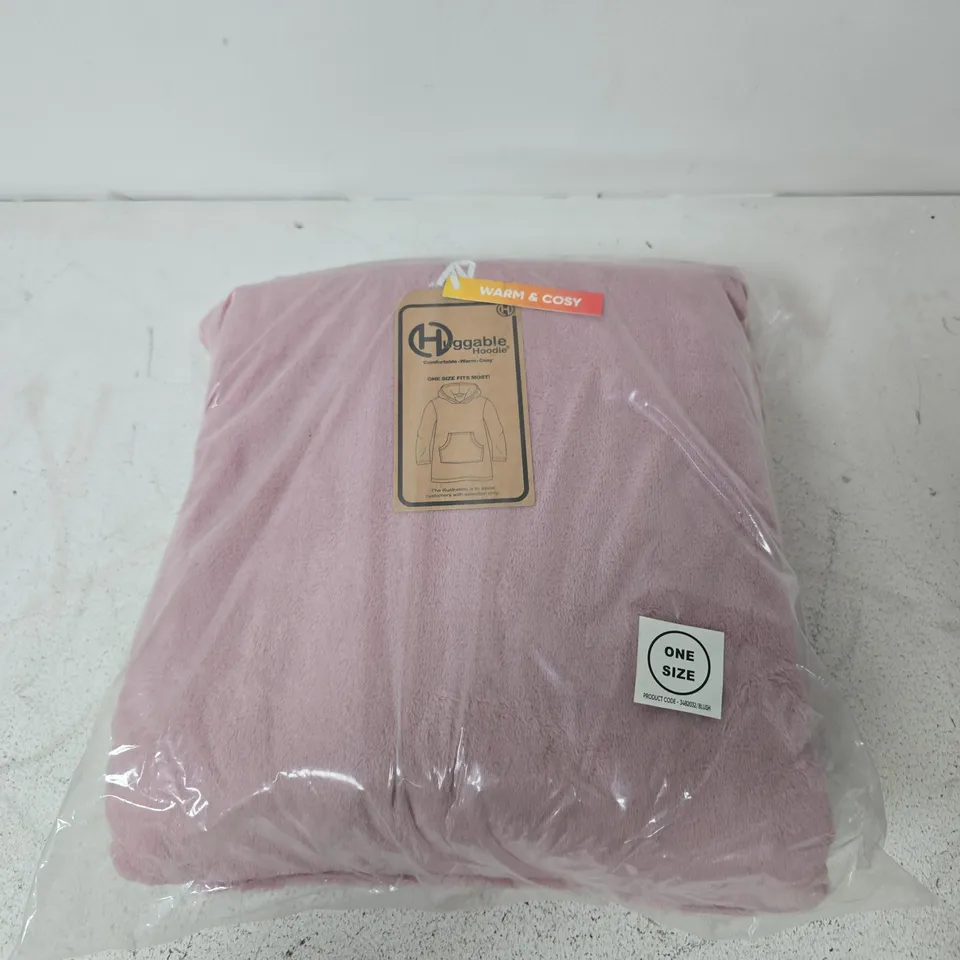 BAGGED HUGGABLE ADULTS PLAIN OVERSIZED FLEECE HOODIE IN BLUSH