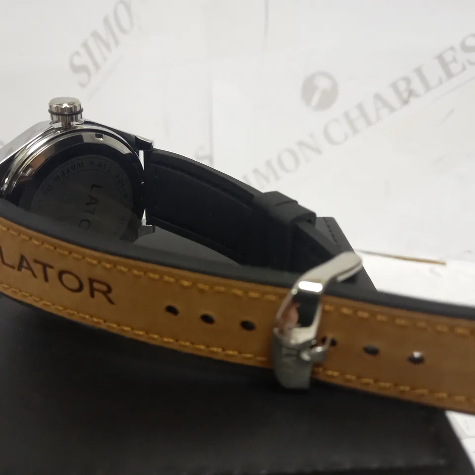 LATOR CALIBRE BROWN TWO-TONE DIAL RUBBER STRAP WRISTWATCH RRP £640