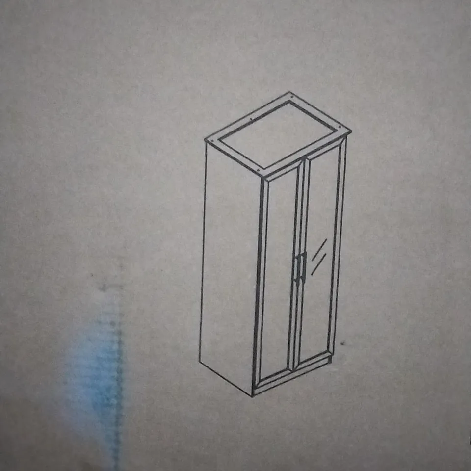 BOXED COTATI CLEVERTON 2 DOOR WARDROBE WITH MIRROR // COLOUR: LIGHT GREY/ BEAUFORT OAK (1 BOX)