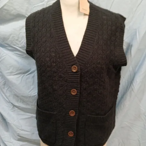 GHOST LONDON BRETTA JUMPER BLACK KNITTED CARDIGAN VEST - S/10
