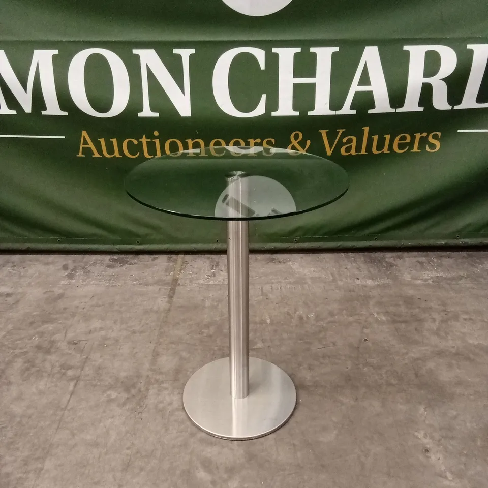 QUALITY DESIGNER BESPOKE ROUND GLASS TOP BAR TABLE