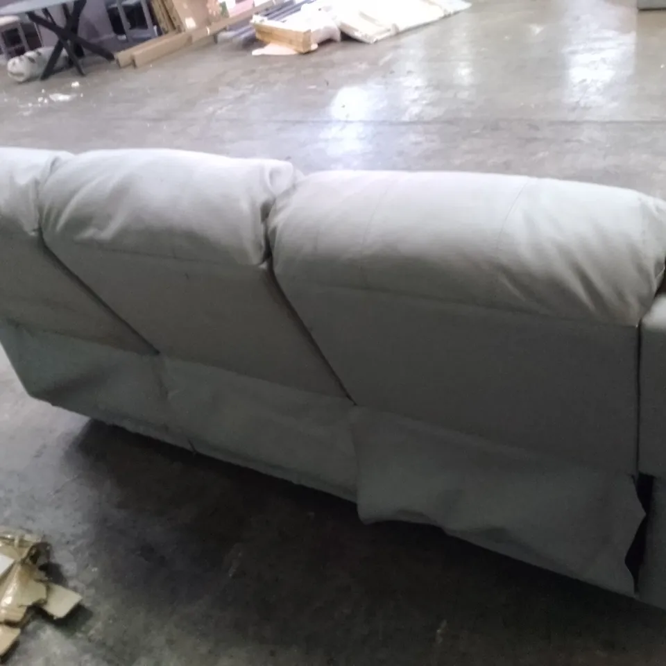 QUALITY DESIGNER DAKOTA MANUAL RECLINER 3 SEATER SOFA - LIGHT GREY LEATHER