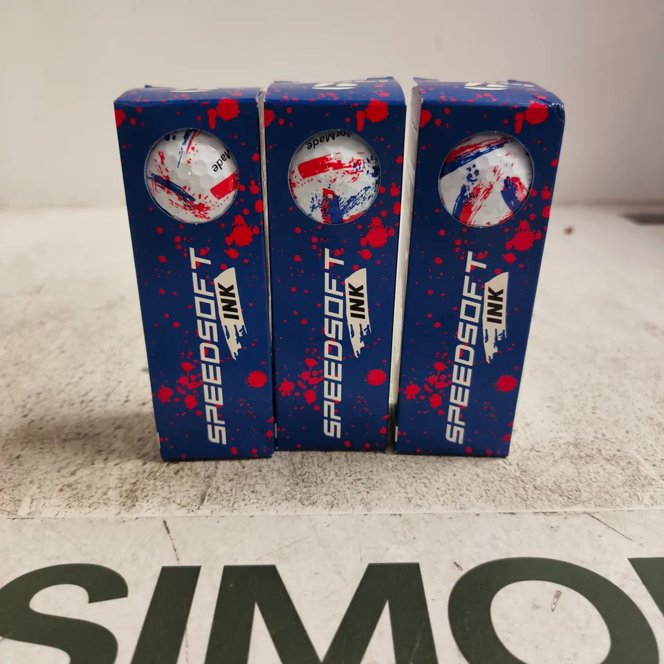 3 X SET OF 3 TAYLOR MADE SPEEDSOFT INK GOLF BALLS 