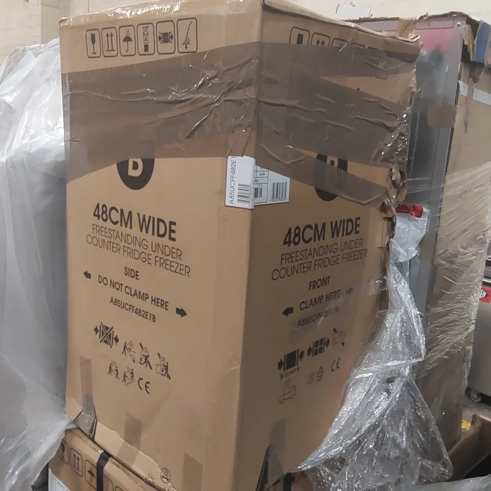 BOXED ABODE A85UCFF482E1B 85L UNDER COUNTER FRIDGE FREEZER BLACK