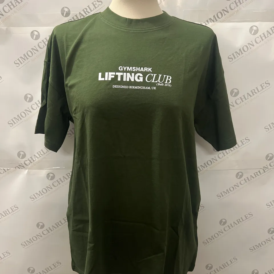 GYMSHARK SHORT SLEEVED T SHIRT IN GREEN SIZE S 