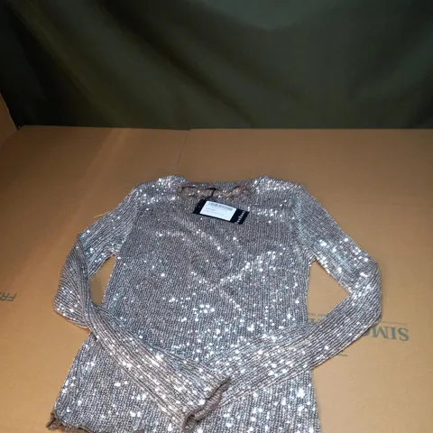WOMENS SEQUIN HIGH NECK LONG SLEEVED TOP SIZE 8