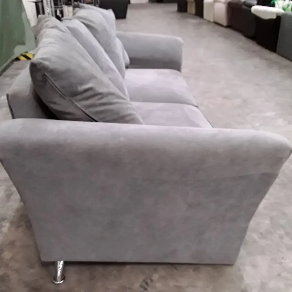 DESIGNER 3 SEATER SOFA - GREY FABRIC 