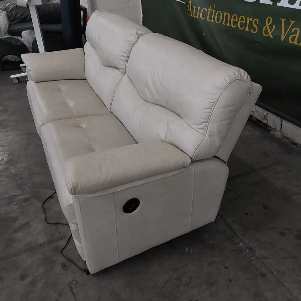 QUALITY G PLAN DESIGNER STRATFORD 3 SEATER ELECTRIC RECLINER SOFA IN REGENT CHALK LEATHER