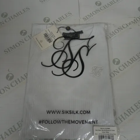 BAGGED SIKSILK RIB KNIT MUSCLE FIT T-SHIRT SIZE L