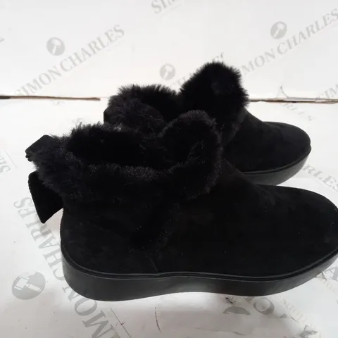 NEXT BLACK FOREVER COMFORT FAUX FUR SUEDE ANKLE BOOTS