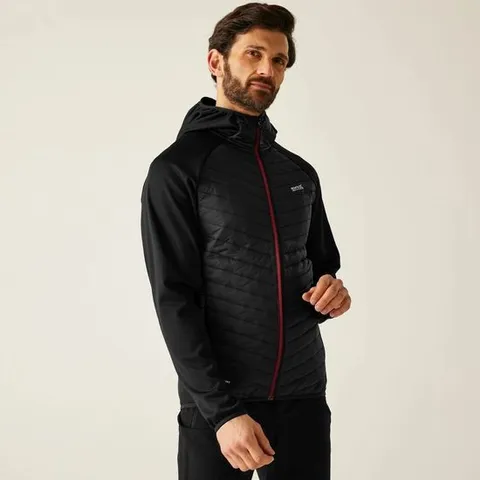 BRAND NEW REGATTA MEN'S ANDRESON HYBRID JACKET IN BLACK/DARK MAROON - UK 3XL