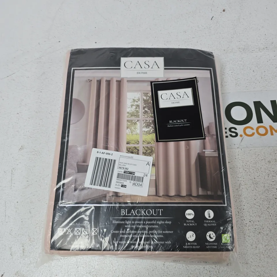CASA HOME PINK BLACKOUT CURTAINS – GROMMET TOP