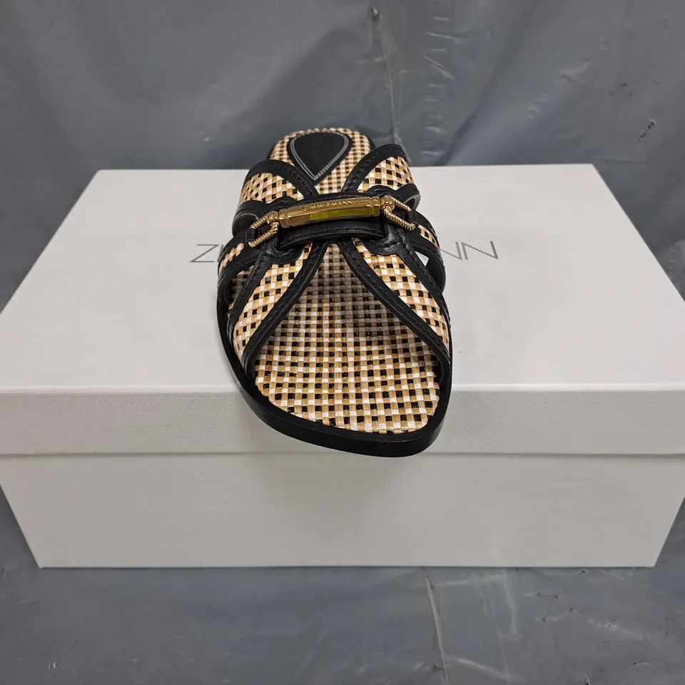 BOXED PAIR OF ZIMMERMANN OPEN TOE FLAT SANDALS SIZE EU 40