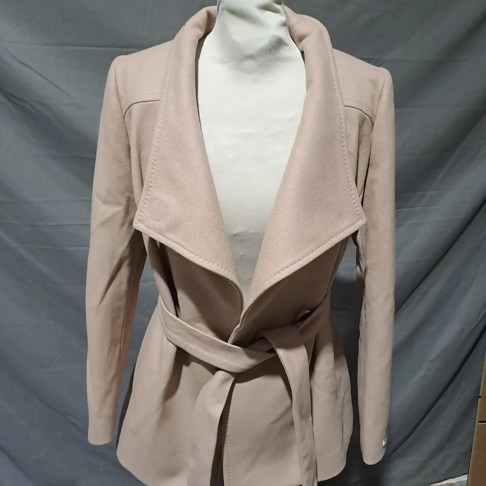 TED BAKER SHORT WOOL WRAP COAT CAMEL SIZE 0 