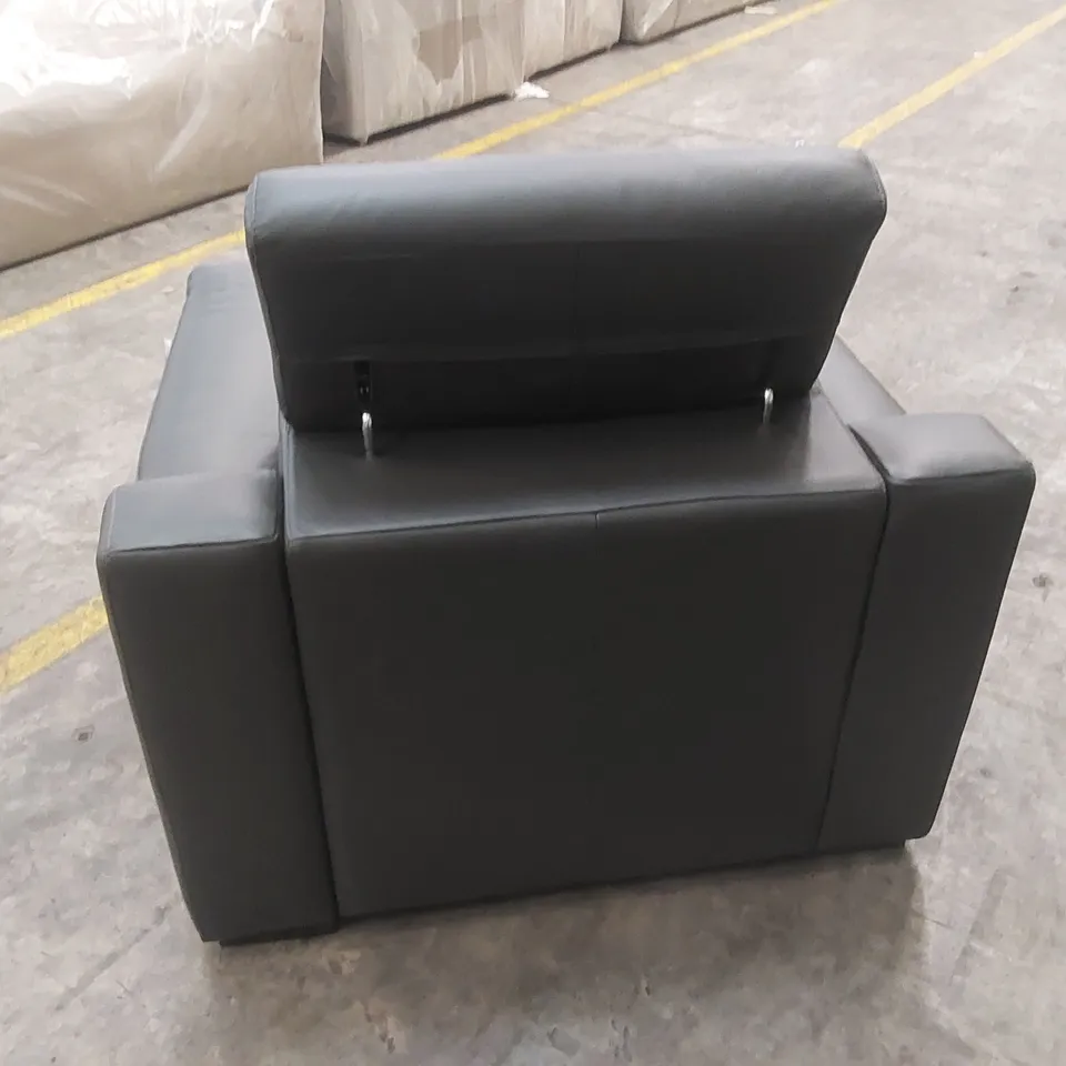 QUALITY DESIGNER ITALIAN MADE RICCARDO LEATHER ARMCHAIR - SLATE