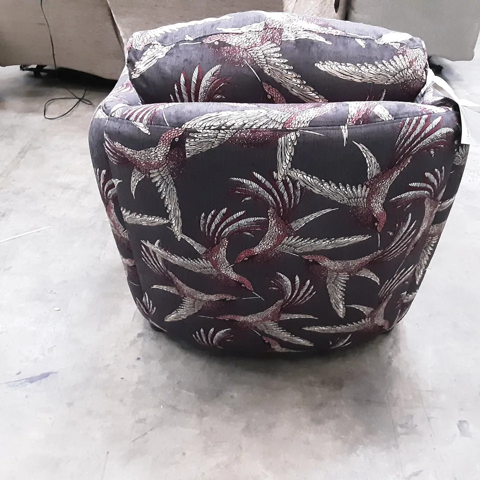 QUALITY BRITISH MANUFACTURED DESIGNER THE LOUNGE CO. LORRIE GEORGE CHAIR LOR148 PARADISE BIRD MULBERRY /WSW0