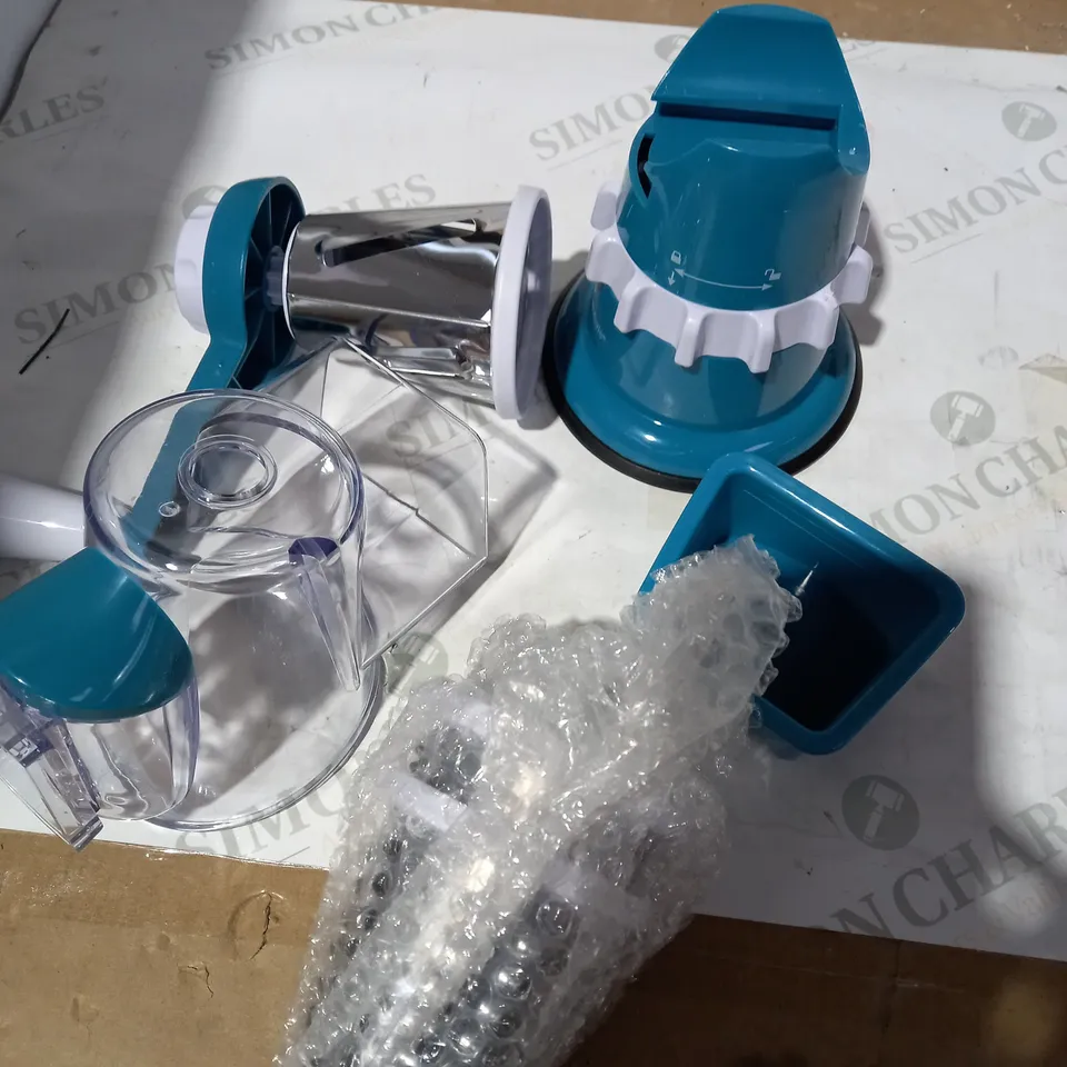 COOK'S ESSENTIALS SPEED GRATER & SLICER WITH SUCTION BASE IN TEAL