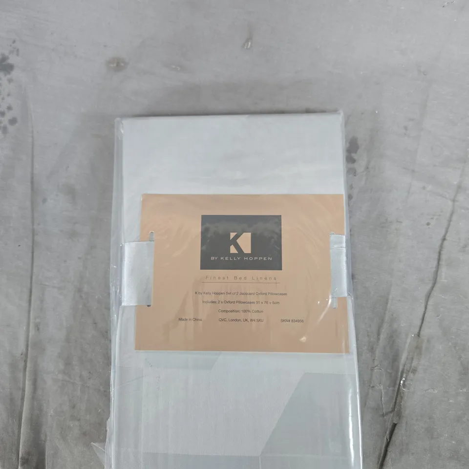 K BY KELLY HOPPEN FINEST BED LINENS – SET OF 2 JACQUARD OXFORD PILLOWCASES, 51 X 76 CM + 5 CM