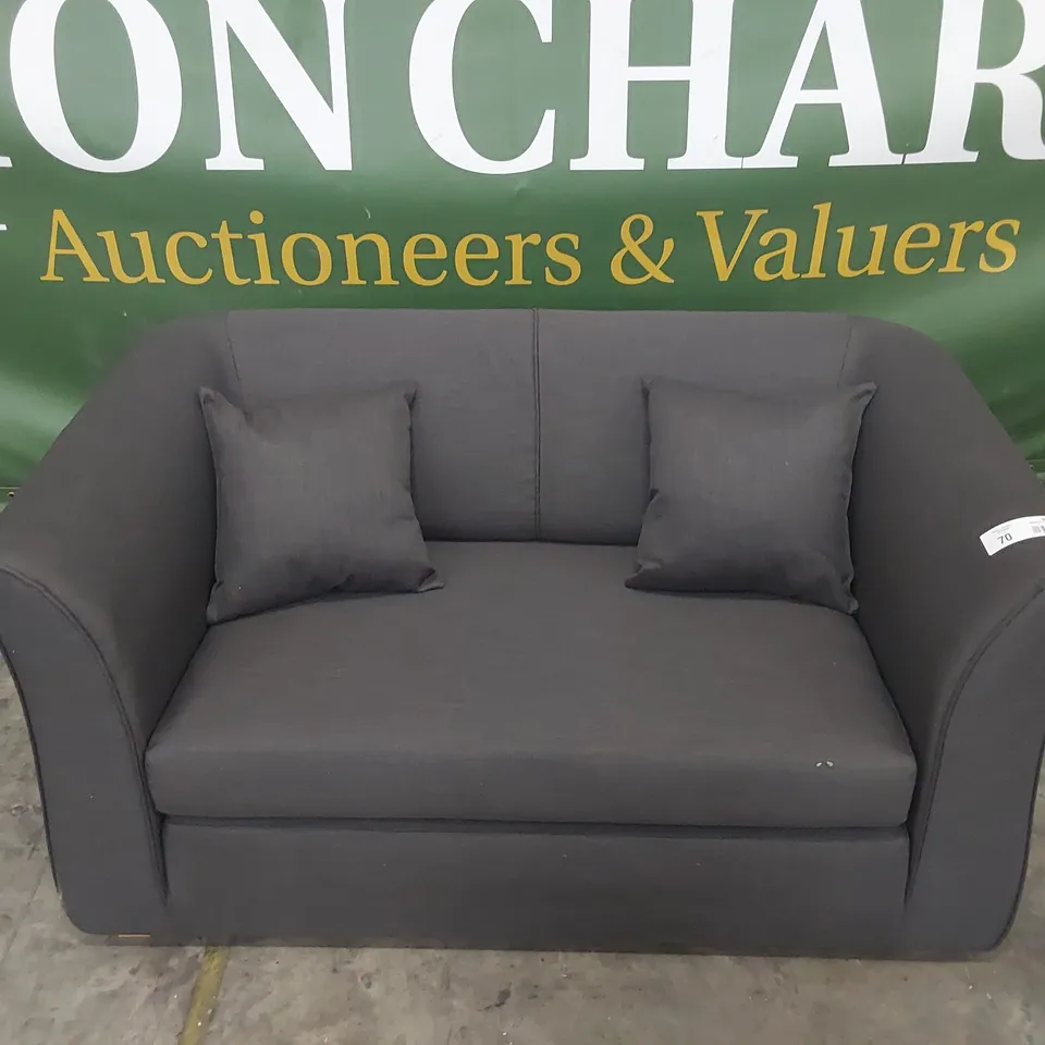 DESIGNER TWO SEATER SOFA CHARCOAL FABRIC 