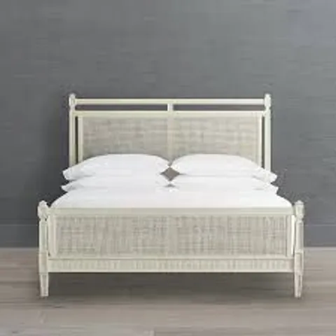 BRAND NEW BOXED HOMES DIRECT 365 MARION WHITE FRENCH CANE KING BED (4 BOXES)