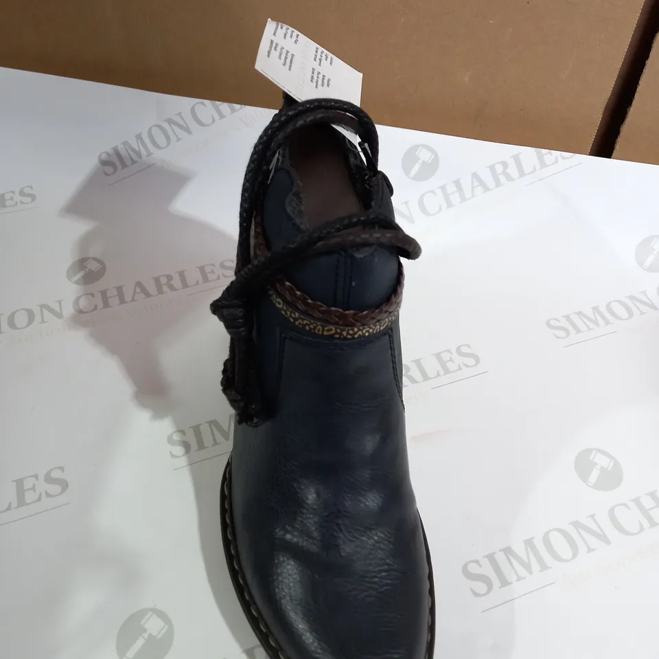 RIEKER TASSLE NAVY ANKLE BOOTS - SIZE UK 6