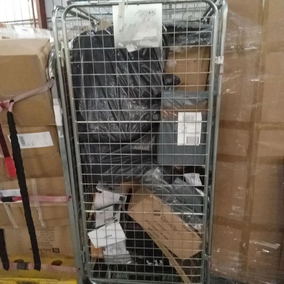 CAGE OF ASSORTED HOUSEHOLD GOODS AND PRODUCTS TO INCLUDE; HEATING AND COOLING PRODUCTS ETC