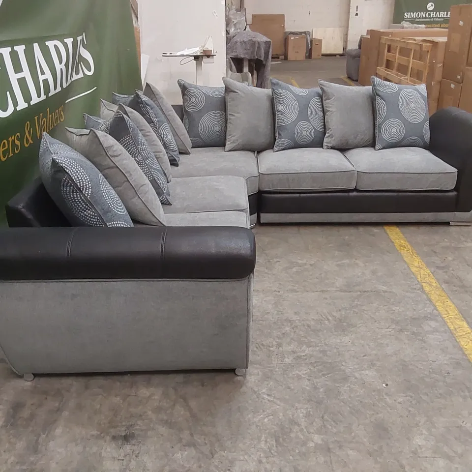 DANUBE FABRIC/FAUX LEATHER CORNER GROUP SOFA RRP £1199