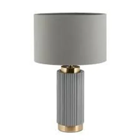 BOXED IONIC GREY TEXTURED CERAMIC AND GOLD METAL TABLE LAMP
