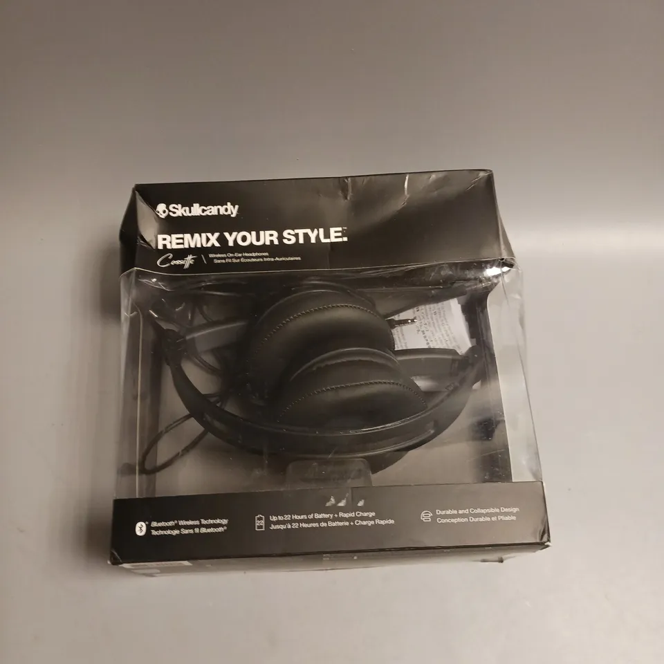 BOXED SKULLCANDY WIRELESS ON-EAR HEADPHONES IN BLACK