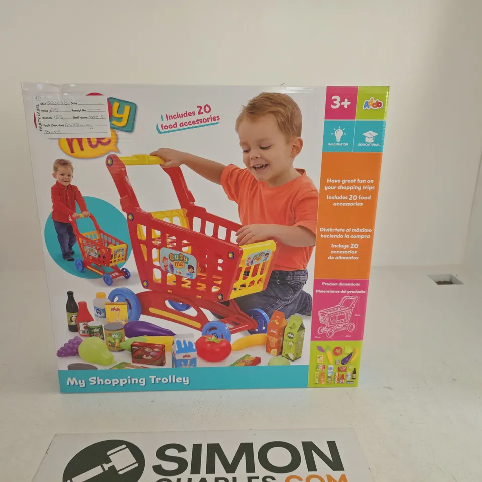 MY SHOPPING TROLLEY – KIDS' TOY SHOPPING CART WITH 20 ACCESSORIES (BOXED)