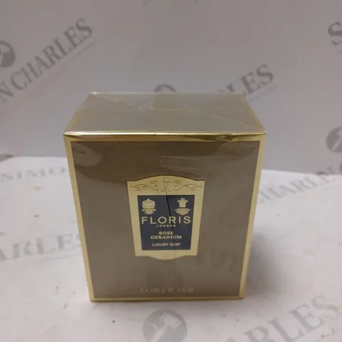 SEALED FLORIS ROSE GERANIUM LUXURY SOAP - 3X100G