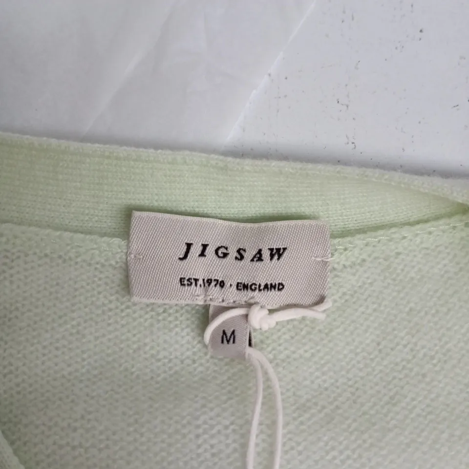 JIGSAW MERINO CASHMERE V-NECK CARDIGAN – GREEN, UK M