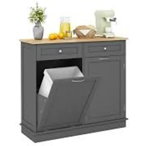 BOXED COSTWAY KITCHEN TILT OUT TRASH CABINET WITH 40 L HIDDEN GARBAGE HOLDER-GREY