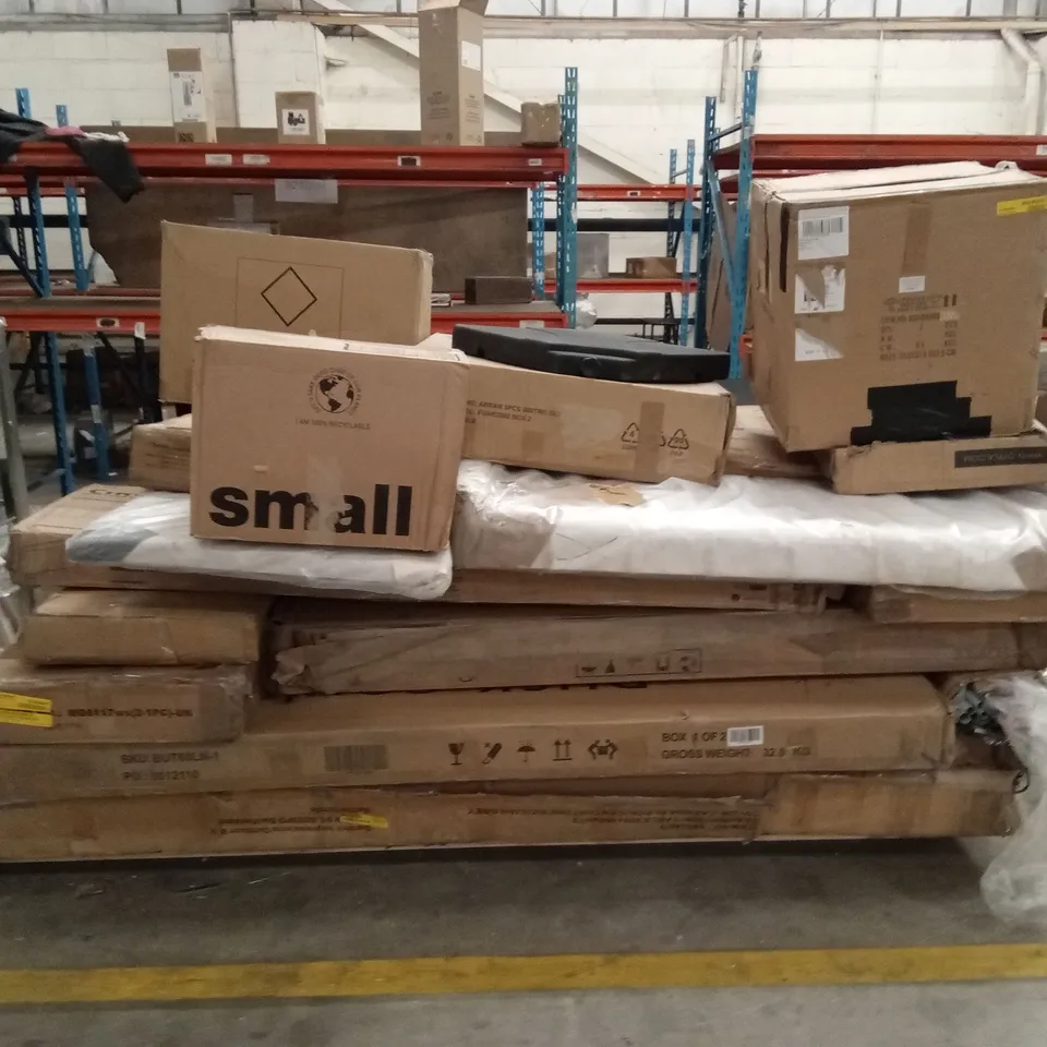 PALLET OF ASSORTED INCOMPLETE DESIGNER FURNITURE PARTS AND PIECES
